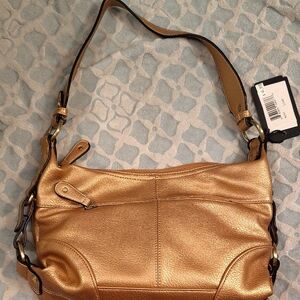 Marc Chant Gold Shoulder Bag with Adjustable Strap